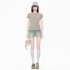 Camiseta Básica Redonda de Manga Corta para Mujer Inspirada en el Diseño, Nueva Prenda Pullover Ajustada para el Verano 2026