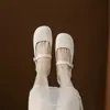 Sapatos Mary Jane Femininos com Aumento de Altura de 7cm para Pessoas Baixas, Sapatos Elegantes de Noite Estilo Francês com Saias, Sapatos de Couro Pequenos para Roupas de Trabalho em Couro Genuíno