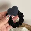 Outono e Inverno Feltro de Lã Coração Veludo Preto Faixa de Cabelo Corda de Cabelo Fofa e Doce para Meninas Moda Simples de Alta Qualidade Corda de Cabelo