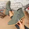 Estilo europeu e americano, plus size, moda feminina transfronteiriça, coleção versátil de outono/inverno 2026, botas curtas com bico fino e zíperes duplos