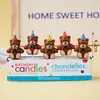 Estilo ins decoração de bolo de aniversário de desenho animado velas flores chapéus de festa urso de pelúcia rosto sorridente corações velas de aniversário infantil
