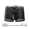 Malla Moda Seda de Hielo Calzoncillos tipo bóxer para Hombre Secado Rápido Transpirable Cintura Media Malla Seda de Hielo Ropa Interior de Enfriamiento para Hombre Ropa Interior de Verano