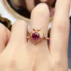Anillo Popular de Granate Natural al por Mayor de Fábrica Plata S925 Incrustado con Piedra Principal 5*5 Joyería de Lujo Venta Directa de Fábrica