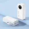 Carregador portátil transfronteiriço 22,5W carregamento super rápido 30000mAh grande capacidade display digital com cabos duplos embutidos fonte de energia móvel