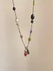 Colar de Flor de Corda Trançada Retrô com Contas para Mulheres, Corrente de Clavícula Única de Alto Padrão de Nicho, Acessório Versátil de Estilo Étnico