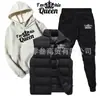 Conjunto Esportivo de Veludo Estampado Outono e Inverno Transfronteiriço Moda Americana Casual Colete Moletom de Algodão e Calça de Moletom Conjunto de Três Peças