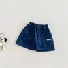 Conjunto Verão Bebê Dianxi Listrado Desenho Animado Colete Tricô Shorts Jeans Conjunto de Duas Peças