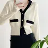 Jaqueta Feminina Estilo Seda Gelada Pequeno Aroma Estilo Primavera/Outono Toque Nicho Top Gola V