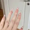 Rosa Leitoso Gato de Olho Francês Estampa de Leopardo Unhas Usáveis High-End Nova Manicure Laço Pérola Doce Clareador