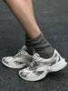 Meias Femininas Outono/Inverno Tendência Estilo Miu Tricô Solto Tricô Grosso Peluciado Meias Femininas Longas Quentes Absorventes de Suor Resistentes a Odores Meia de Cano Médio