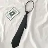 Camisa estilo Jk con cuello de cremallera de color liso, Corbata negra sin nudo para estudiante, Estilo universitario, Corbata perezosa unisex para negocios
