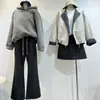 "Pantalones para Adelgazar las Piernas" con Corte Relajado, Bloques de Color, Cintura Elástica, Pierna Ancha Ligeramente Acampanada, Pantalones Casuales para Mujer, Engrosados con Efecto de Caída, Adelgazantes, Pantalones de Largo Hasta el Suelo