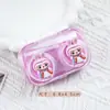 Estuche de contacto de dibujos animados, diseño de parche 3D, lindo estuche compañero para lentes de contacto, estuche de cuidado, tapa que no se gira, portátil