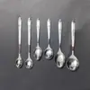 Cuchara para arroz de acero inoxidable cuchara para comidas cuchara para condimentos cuchara de encaje con chorro de arena de flor de rosa cuchara con punta de hielo cuchara redonda de hielo