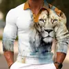 Nueva camiseta polo de manga larga para hombre con estampado digital, estilo casual transfronterizo, estilo europeo y americano, para Amazon