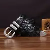 Cinturón Tejido Nuevo de Piel de Vaca de Primera Capa de 3.2 cm de Ancho para Hombre, Piel Genuina, Elegante Retro, Cinturón Casual Tejido de Nicho para Hombre