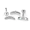 Pendientes de Titanio F136 con Cinco Filas de Circonita, Tachuelas para Cartílago del Oído, Joyería para Piercings de Aleación de Titanio G23, Tachuelas para Canal Auditivo, Tachuelas para Labios
