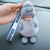 Lindo llavero de peluche para coche, diseño de muñeca coreana, ideal como regalo para mujer, para mochila escolar, con colgante de flor eterna.