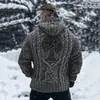 Suéter con Capucha de Punto Europeo y Americano Transfronterizo Otoño e Invierno Estampado Digital 3D Unisex Cuello Redondo Suéter Pulóver