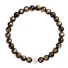 Pulseira de obsidiana dourada natural com contas de ágata azul, quartzo morango e cristal branco; disponível em vários tamanhos; adequado para o desgaste cotidiano