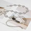 Cadena de Cintura de Cuatro Hojas Redonda de Pedrería a la Moda para Mujer, Cadena Versátil para Vestido, Cadena para Jeans, Cinturón de Metal para Mujer