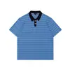 # Camisa Polo Listrada de Fio Duplo de Algodão Penteado Ovdy para Homens, Confortável de Verão Nova Moda Marca Estilosa Gola Reversível Camiseta Casual