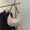 Bolsa de Palha Tecida Estilo Coreano para Mulheres Verão 2025 Nova Moda Retro Bolsa de Palha Grande Capacidade Ombro Único Portátil Bolsa de Axila