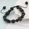 Pulsera Cuadrada de Lava Volcánica Explosiva Transfronteriza Pulsera para Hombres y Mujeres Abalorios de Cristal Negro Mate Pulsera Ajustable