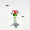 Buquê de Rosa Esmaltada Zibo Mini Arranjo de Flores Artificiais de Vidro Decoração de Mesa Artesanato Presente de Dia dos Namorados