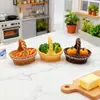 Cesta tejida portátil simulada, Cesta de pan de encaje, Decoración de escena en miniatura, Juguete de comida creativo, Material para imán de nevera DIY