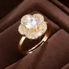 Anillo de Flor con Forma de Corazón Exquisito y Elegante, de Gran Venta Transfronteriza, Accesorio Versátil y Moderno para el Día a Día para Mujeres
