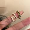 Exquisito anillo abierto simple de circón y perla francés, diseño de nicho ins, anillo de dedo índice de alta gama, anillo para combinar con todo
