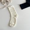 Meias de Cor Sólida para Mulheres, Meias Simples e Versáteis de Cano Médio, Meias Finas de Malha para Todas as Estações, Meias de Boca Larga para Confinamento, Meias Zhuji Atacado