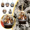 Boneco de Neve de Natal Bola de Vidro Acrílico 2D Ornamento Estilo Único Decoração de Floco de Neve Pingente Esférico Exquisito Ornamento Pendurado