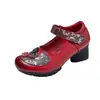 Zapatos Retro de Estilo Étnico para Mujer 2026 Otoño Nuevos Zapatos de Cuero para Personas de Mediana Edad y Mayores Zapatos de Suela Suave Cómodos Zapatos de Baile Zapatos para Madre