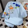 Camiseta de Manga Corta con Estampado de Letras Estilo Retro Americano para Mujer Verano 2025 Ins Elegante Streetwear Versátil Casual Holgada