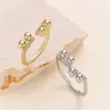 Anillo Asimétrico de Moda Elegante con Incrustaciones de Cobre y Circonita Diseño Femenino Anillo de Dedo Índice de Nicho Anillo Abierto Ajustable