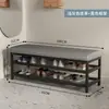 Banqueta para zapatos, Taburete para cambiarse los zapatos, Zapatero, Taburete de hierro para el hogar con cojín de bolsa suave de cuero, Banqueta larga para la entrada, Almacenamiento de lujo accesible, Nuevo estilo
