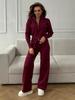 Conjunto de Tricô com Zíper Transfronteiriço Europeu e Americano 2025 Outono e Inverno Novo Elegante para o Dia a Dia Suéter com Zíper Duplo Conjunto Slim