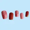 Uñas Postizas Mate con Borde Dorado Vintage, Puntas para Uñas Blanqueadoras de Alta Gama, Juego de 24 Piezas para el Trabajo, Lote Mixto