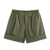 Comercio exterior transfronterizo ropa de mujer 2026 estilo europeo y americano moda versátil casual simple shorts con dobladillo enrollado para mujer B483113