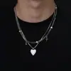 Collar para hombre con colgante de estrella en forma de corazón, un accesorio de hip-hop moderno y versátil, una pieza de joyería de moda y lujosa para mujeres
