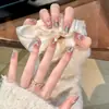 Manicura Uñas Portátiles Ojo de Gato Parches de Uñas Hechos a Mano Color Champaña Uñas Postizas Mayoreo Extraíbles y Versátiles
