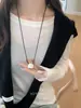 Colar Geométrico Quadrado Simples Estilo de Blogueira Coreana Estilo Ins Versátil Elegante Roupa de Trabalho Longa de Alta Qualidade