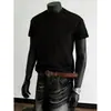 Camiseta Boxy de Manga Curta com Patchwork Desconstruído de Peso Pesado para Homens, Novo Estilo de Verão, Ombro Normal, Oversized e Tendência