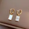 Aretes Cuadrados de Nácar Diseño Nicho Aretes Sentido del Temperamento Aretes Atmosféricos Altos Aretes 2022 Nueva Tendencia Mujeres