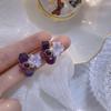 "Jardim Ito na Lua" Roxo Suave Retro Elegante Elegante Nicho Elegante Flor Ametista Brinco Brinco Clipe de Orelha