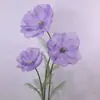 Flores de papoula artificiais com decoração de organza para vitrines, arranjos florais de shoppings, decorações de eventos e flores artificiais de chão para casamentos