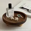 Bandeja Ovalada Redonda de Madera de Acacia de Alta Gama Difusor de Aromaterapia Asimétrico Piedra Joyería Dulces Bandeja de Almacenamiento Base de Bola