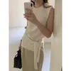 Novo Top de Tricô Sem Mangas com Amarração Estilo Elegante Relaxado Dongdaemun Coreano Coleção Verão 2026